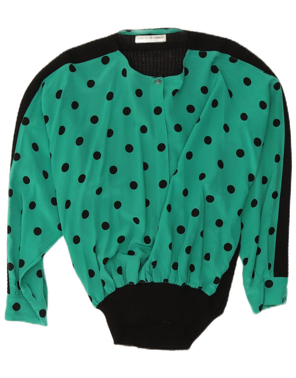 Loretta Di Lorenzo Blusa para Mujer Top UK 46 Grande Lunares Verdes
