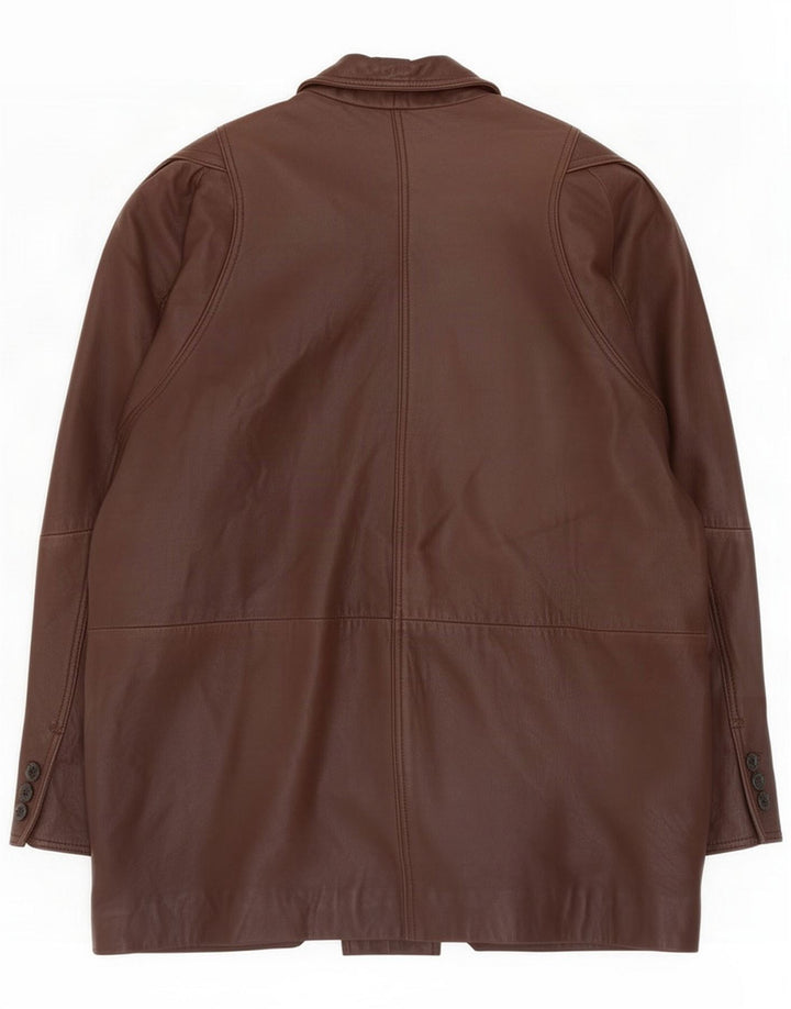 Vintage mujer chaqueta de cuero de gran tamaño EU 38 Marrón Medio