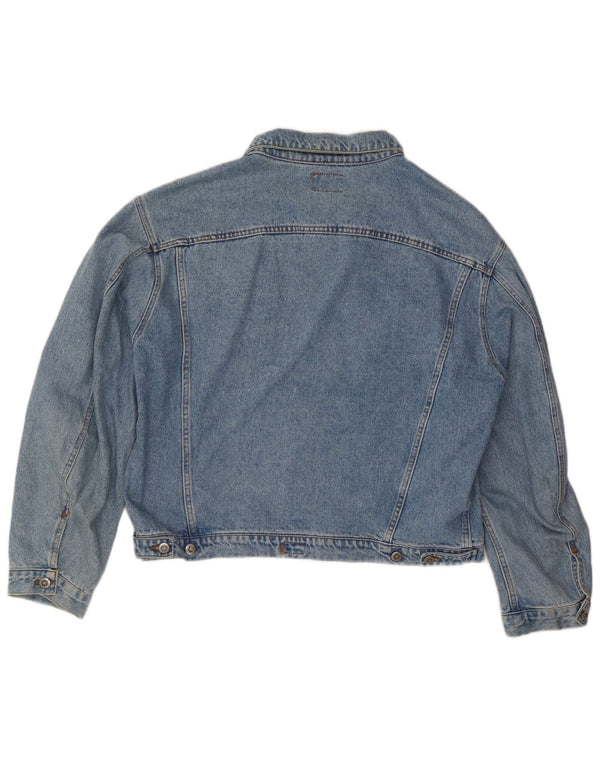 Vintage mujer chaqueta de mezclilla Reino Unido 20 2XL algodón azul