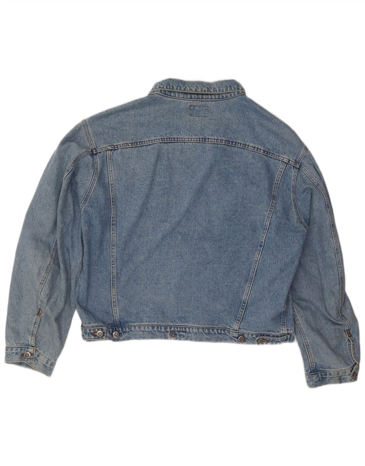 Vintage mujer chaqueta de mezclilla Reino Unido 20 2XL algodón azul