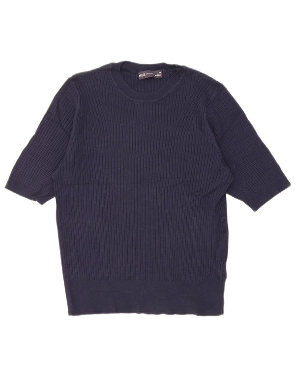 Marks & Spencer Camiseta para Mujer Top UK 44 Medium Azul Marino Viscosa