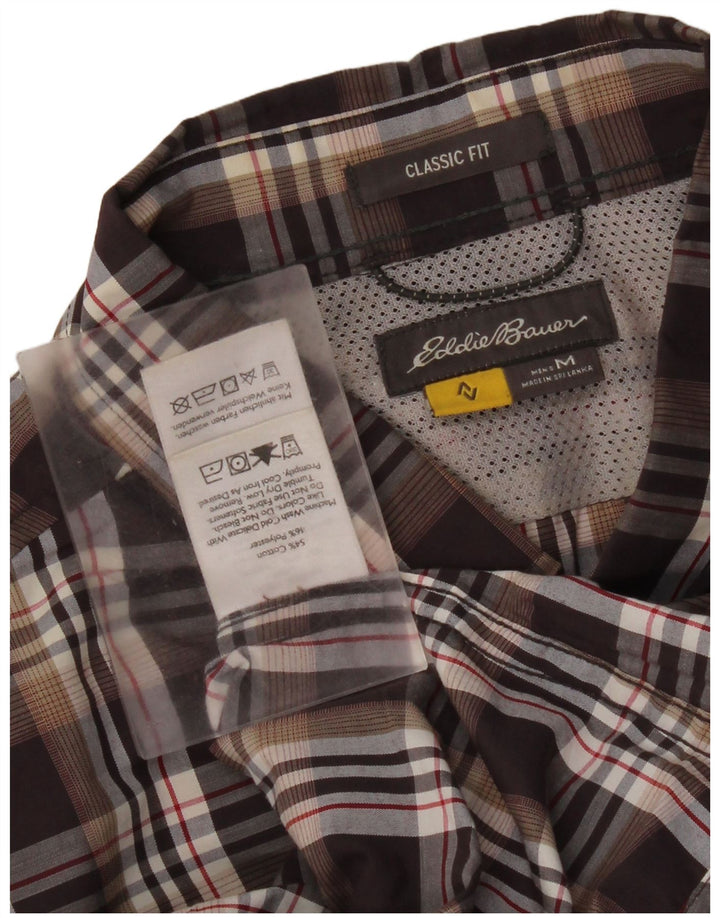 Eddie Bauer Camisa de corte clásico para hombre de algodón a cuadros marrón medio