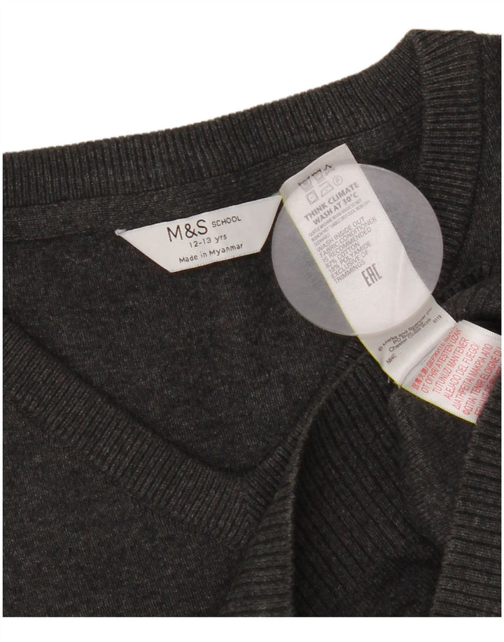 Marks & Spencer Jersey con cuello en V para niños 12-13 años Algodón gris