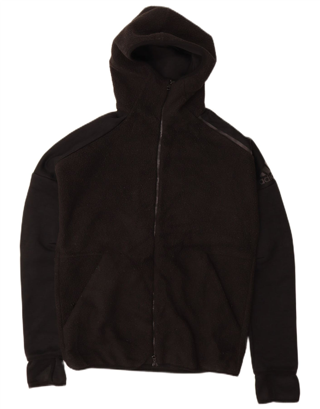 ADIDAS Chaqueta polar con capucha para hombre UK 38 Medium Black