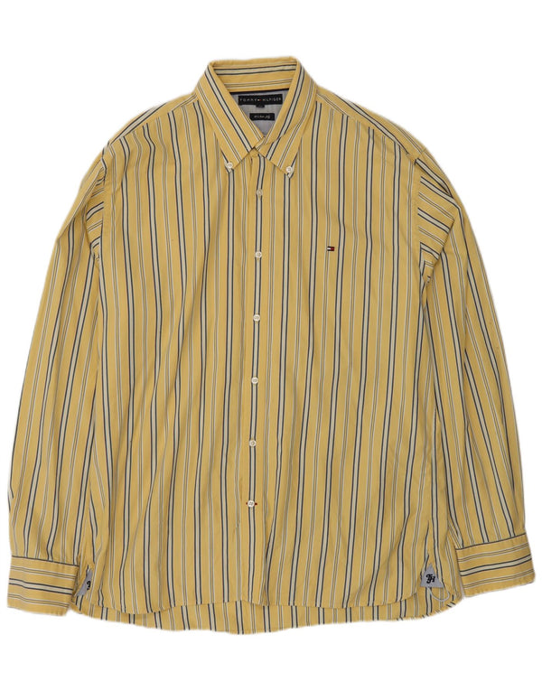 Camisa Tommy Hilfiger Hombre Regular Fit XL Algodón A Rayas Amarillas