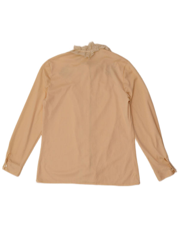 Vintage mujer camisa blusa IT 46 grande beige floral