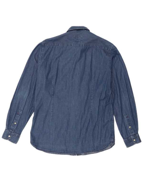Asociación de Polo de EE. UU. Camisa vaquera ajustada para hombre Azul grande