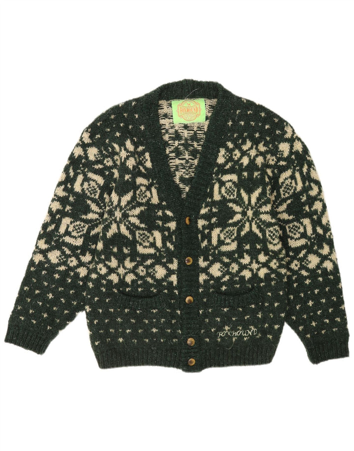 Foxhound - Cárdigan para hombre, color verde medio, Fair Isle