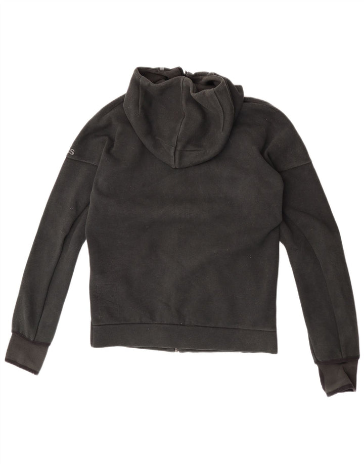 Adidas - Sudadera con capucha para hombre con cremallera gráfica, talla pequeña, poliéster negro