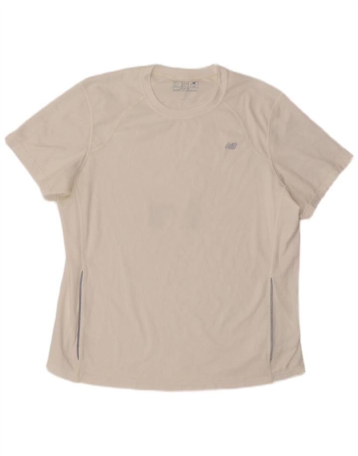 New Balance Hombre Camiseta Top XL Blanco Colorblock Poliéster