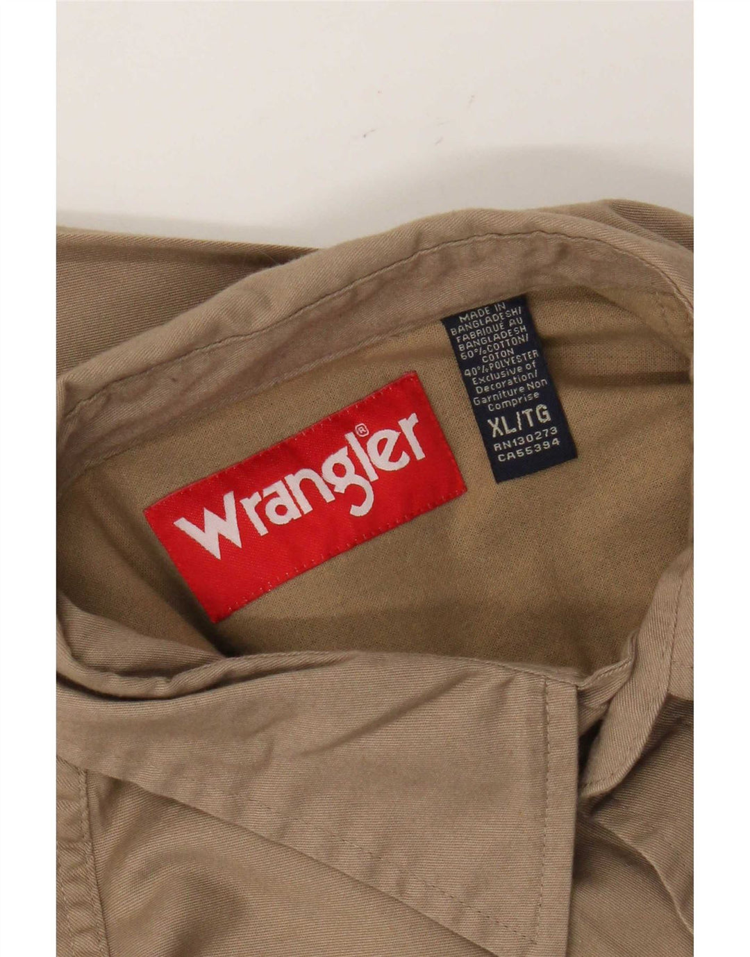 Camisa Wrangler Hombre XL Algodón Beige