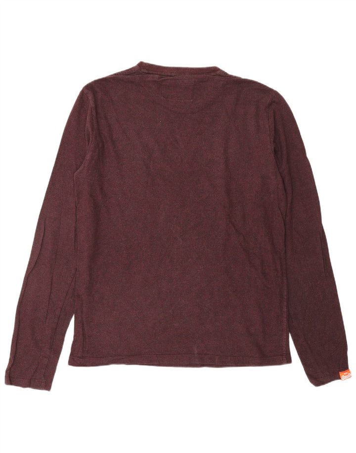 SUPERDRY Hombre Top Manga Larga Grande Borgoña