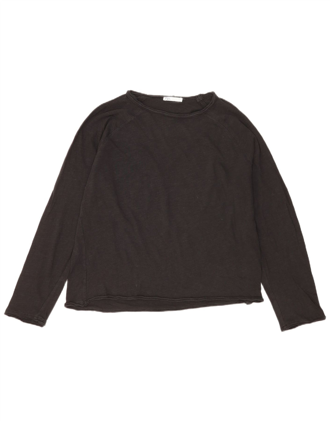 Zara Mujer Top Extragrande Manga Larga UK 44 Mediano Algodón Negro
