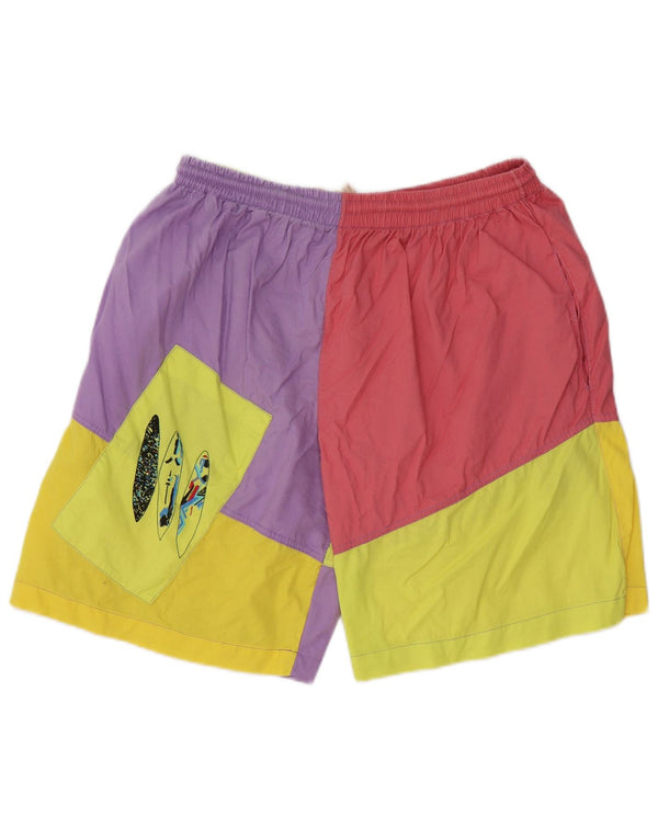 Pantalones cortos casuales gráficos vintage para hombre XL W38 Algodón multicolor con bloques de color