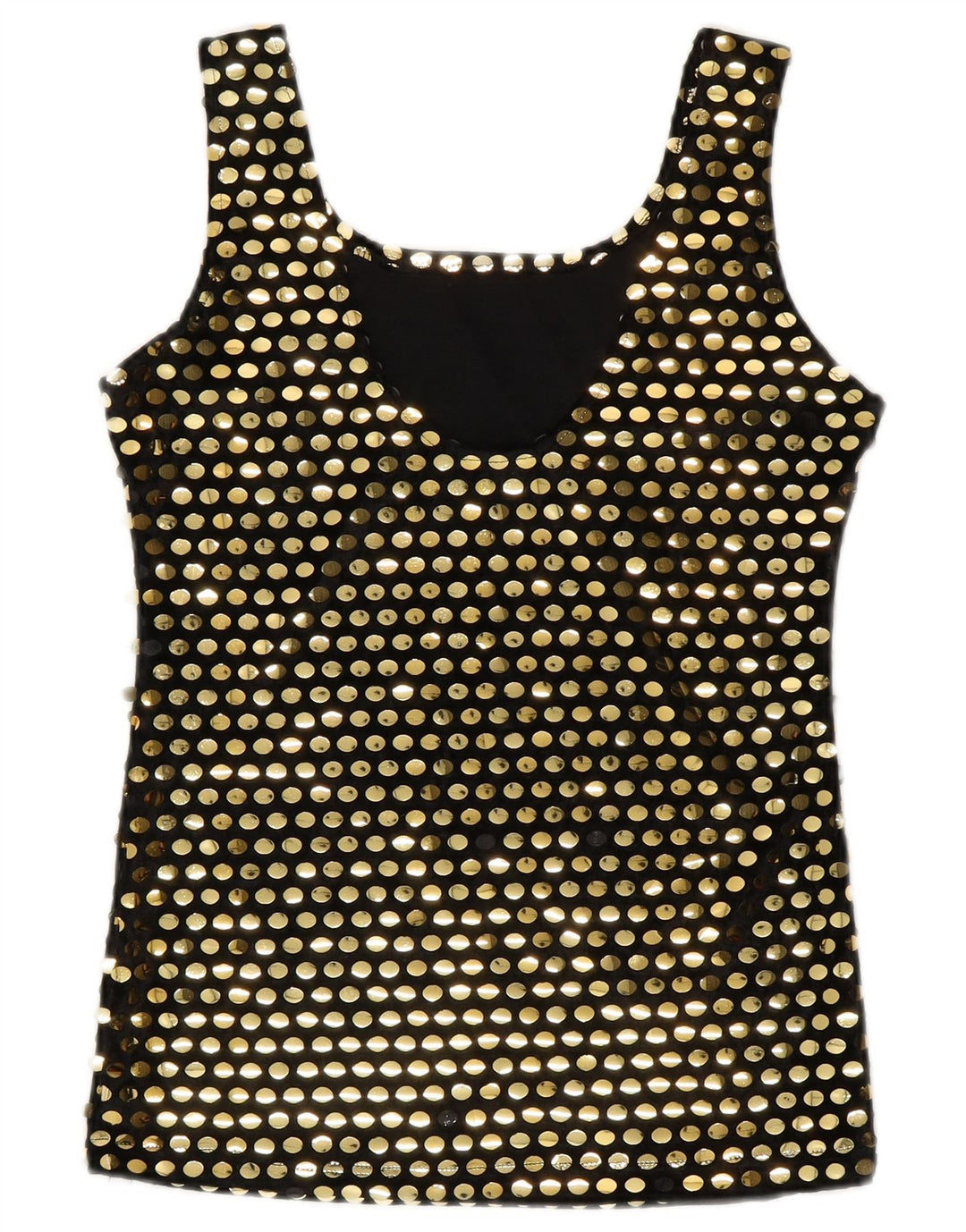 Vintage mujer blusa sin mangas Top Reino Unido 10 pequeño poliéster negro