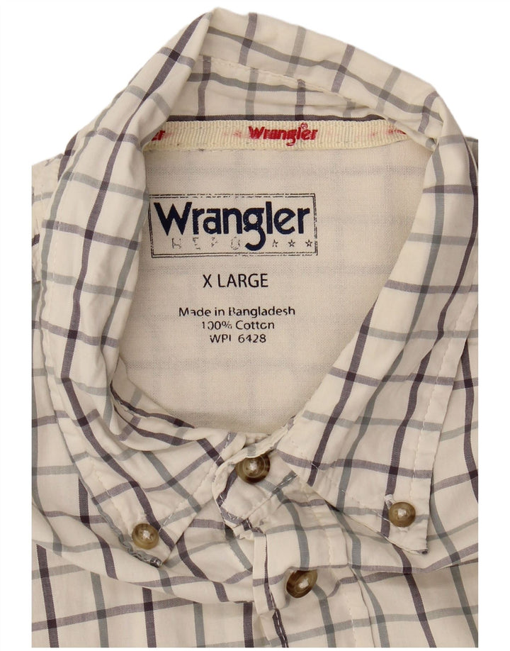 WRANGLER Mens Shirt XL Off White Check Cotton