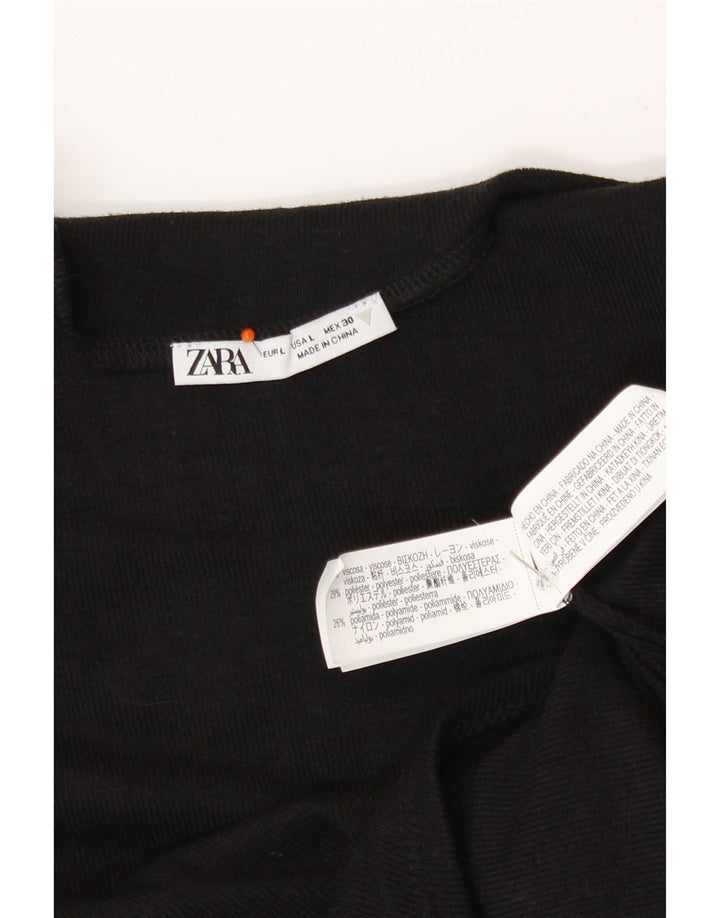 Zara Top De Un Hombro Para Mujer UK 44 Grande Viscosa Negra