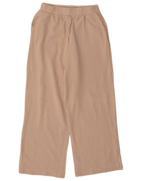 Zara Mujer Pantalones De Chándal De Pierna Ancha UK 10 Small Beige
