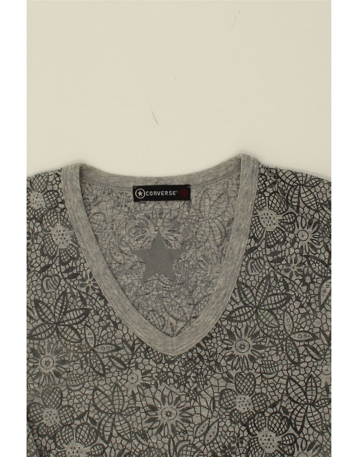 CONVERSE Womens Top Long Sleeve UK 10 Small Grey Floral Cotton Vintage Converse and Second-Hand Converse from Messina Hembry 