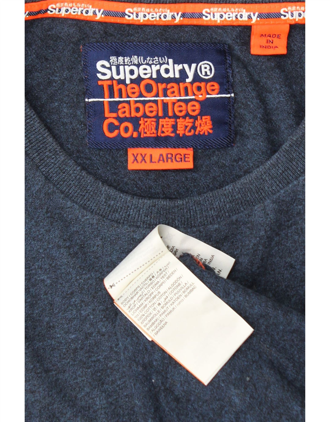 SUPERDRY Hombre Top Manga Larga 2XL Azul Marino Colorblock Algodón