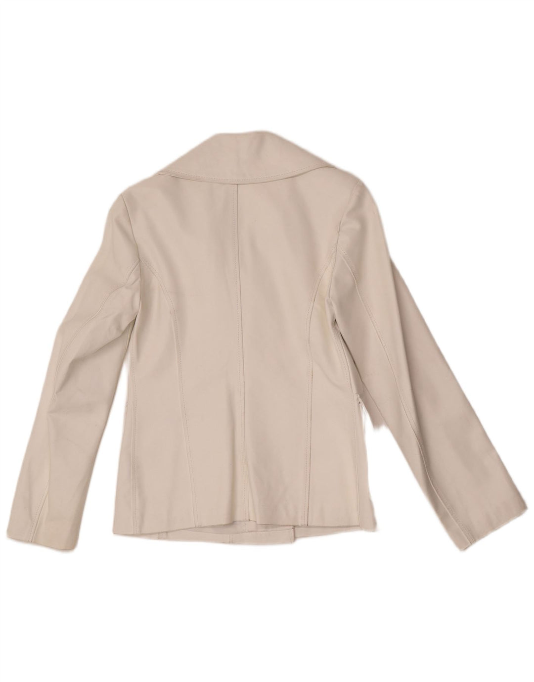 Vintage mujer 3 botones cuero Blazer chaqueta Reino Unido 10 pequeño blanco