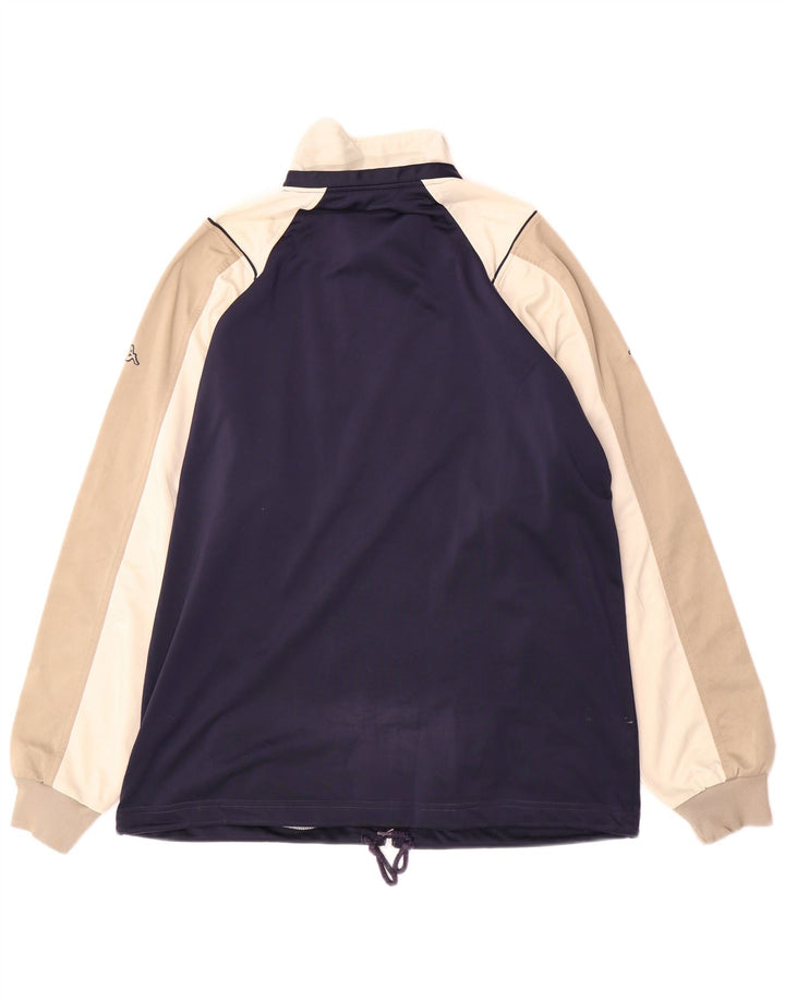 Kappa Hombre Chándal Top Chaqueta Grande Azul Marino Colorblock