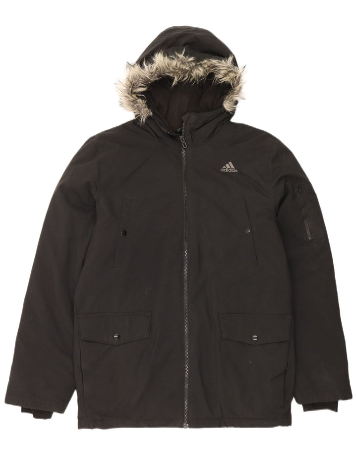 Adidas - Parka con capucha para hombre, talla 36, nailon negro pequeño