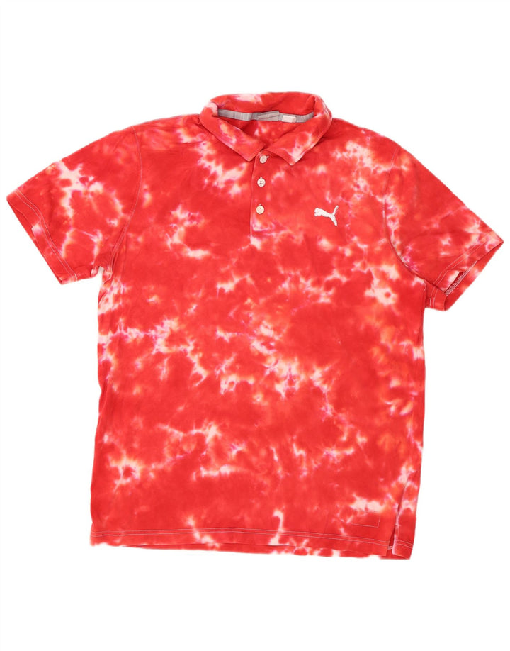 PUMA Polo para hombre grande rojo teñido anudado