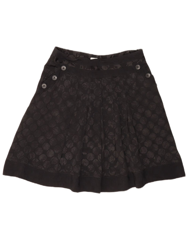 OASIS Falda plisada acampanada para mujer UK 10 Small W30 Viscosa de lunares negros