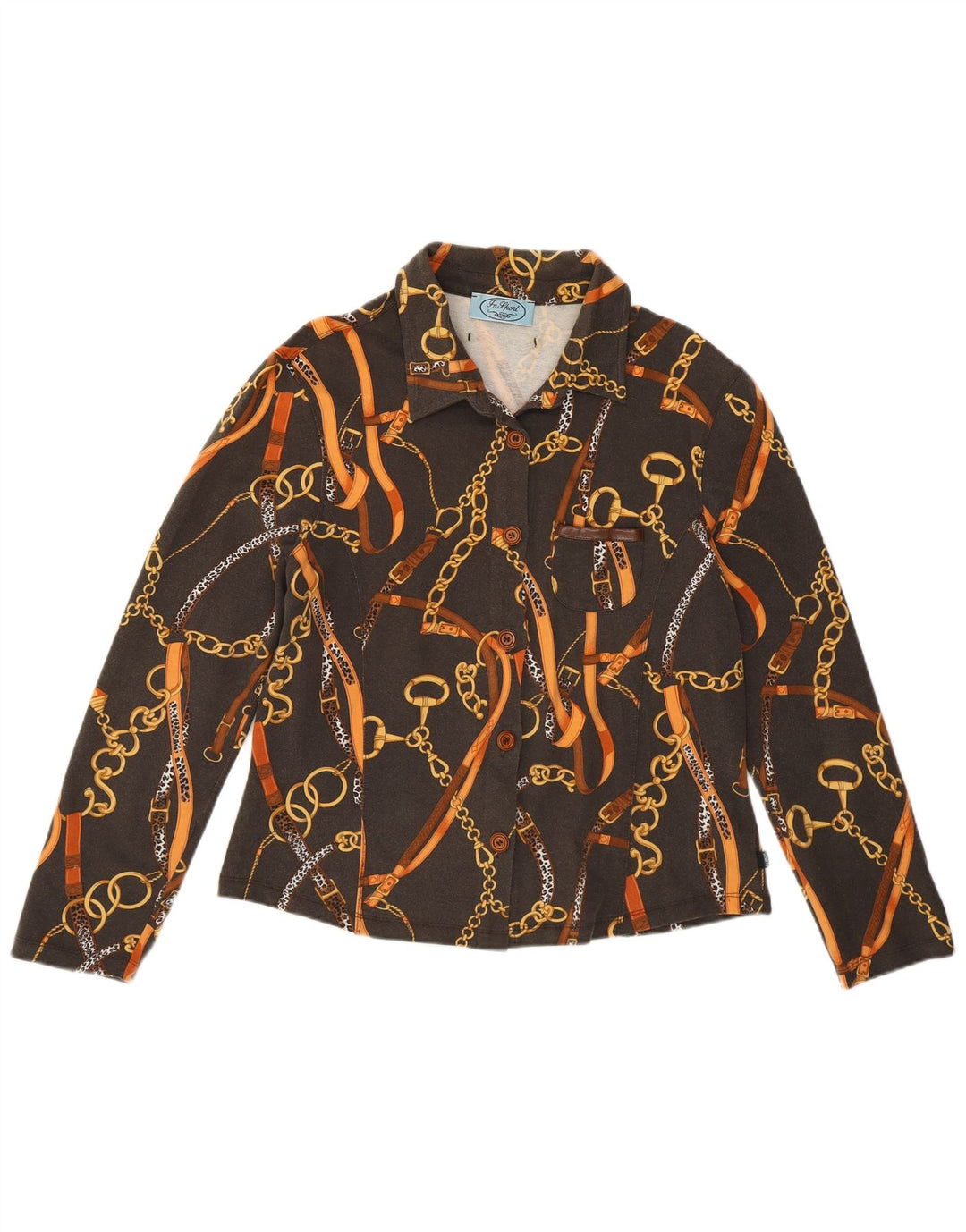 Vintage mujer camisa Reino Unido 14 algodón gris medio