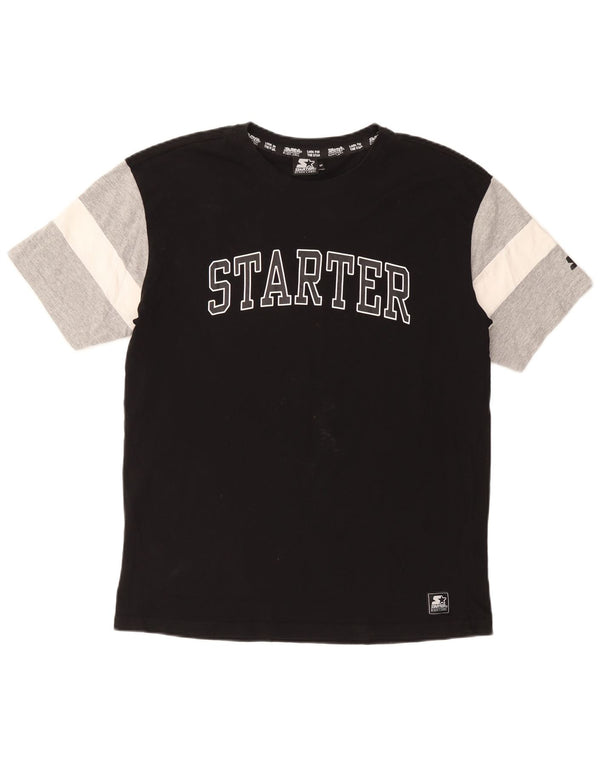 STARTER Hombre Camiseta Gráfica Top Small Negro Colorblock Algodón