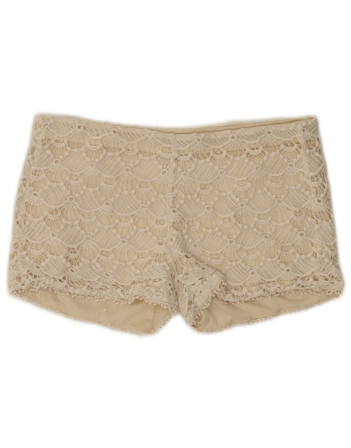 Zara Mujer Pantalones Cortos De Encaje Mediano W28 Algodón Beige