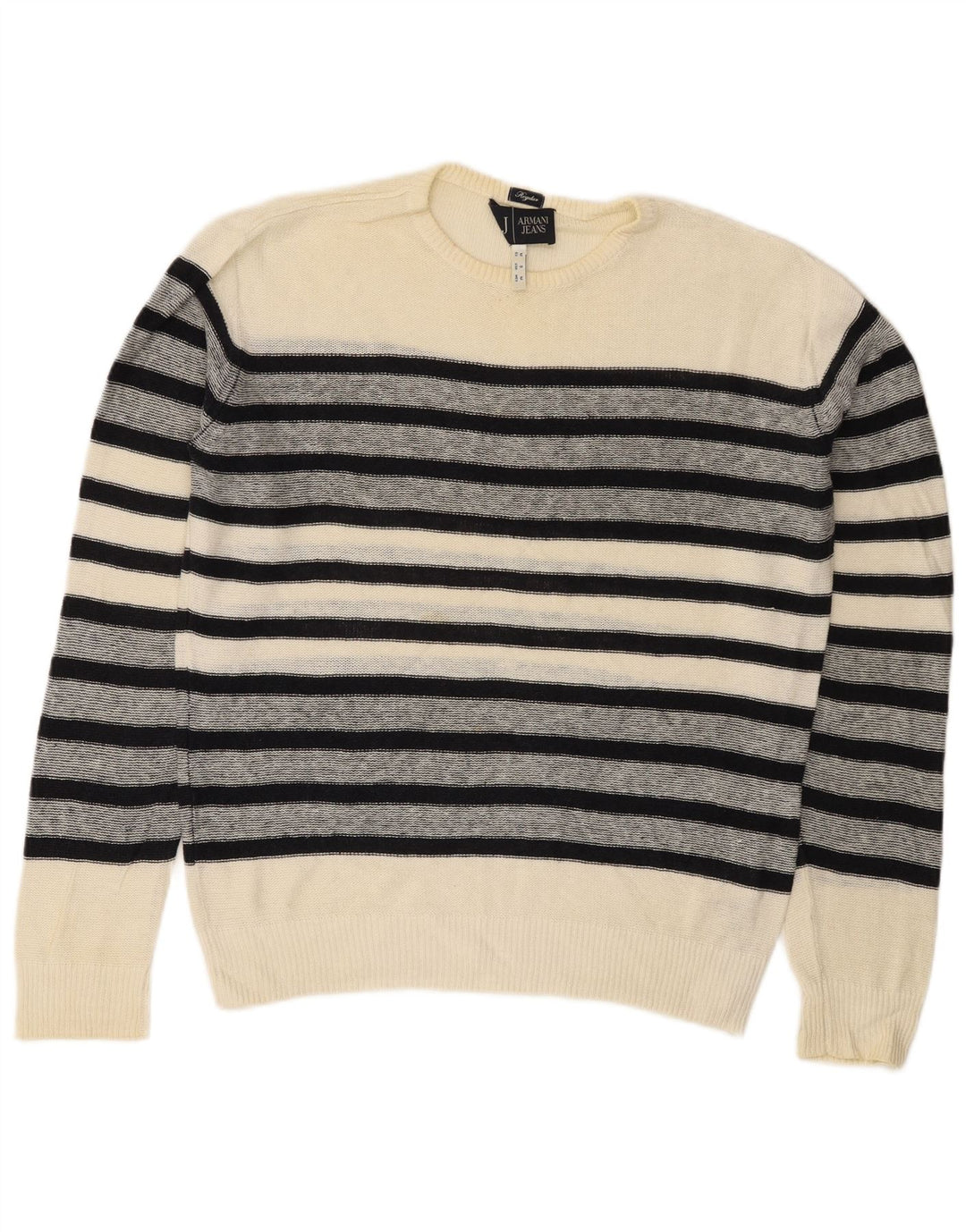 Armani Jeans Hombre Regular Fit Jersey De Cuello Redondo Jersey De Rayas Blancas Medianas
