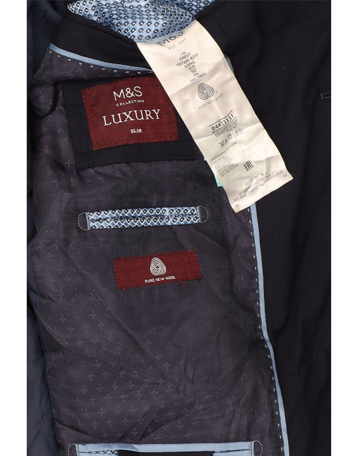 Marks & Spencer Chaqueta tipo blazer de 2 botones para hombre UK 42 Large Lana azul marino