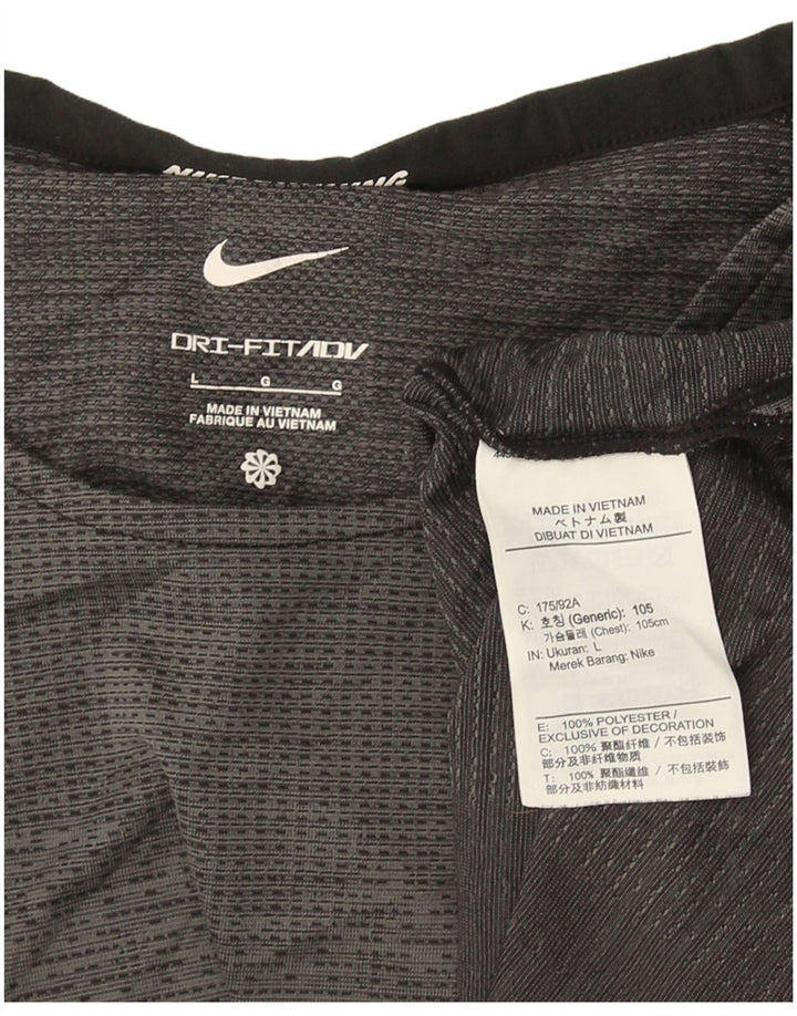 Camiseta Nike Dri Fit para hombre Top deportivo de poliéster gris grande