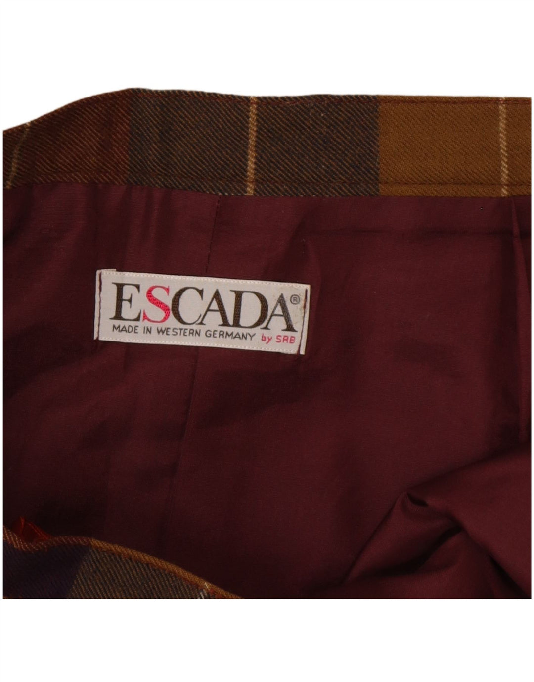 Escada Falda Plisada Acampanada W30 Mediana De Lana A Cuadros Multicolor