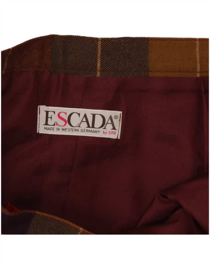 Escada Falda Plisada Acampanada W30 Mediana De Lana A Cuadros Multicolor