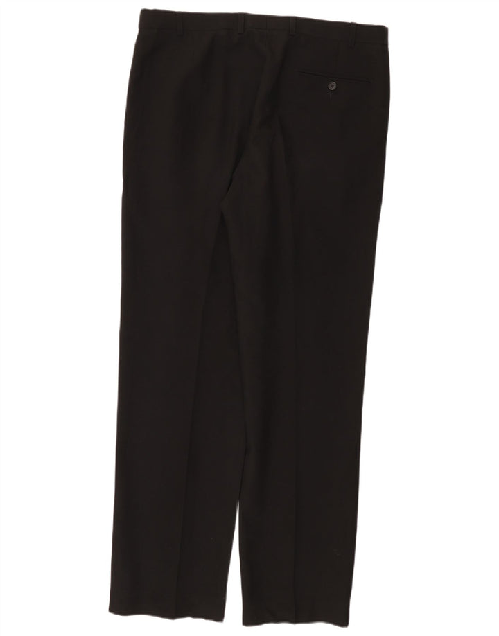MARKS & SPENCER Pantalón de traje de corte regular para hombre W36 L33 Poliéster negro