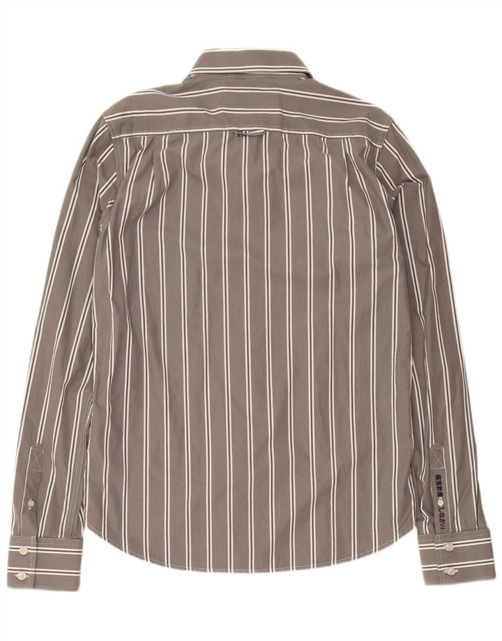 Camisa Superdry Hombre XL Algodón A Rayas Gris
