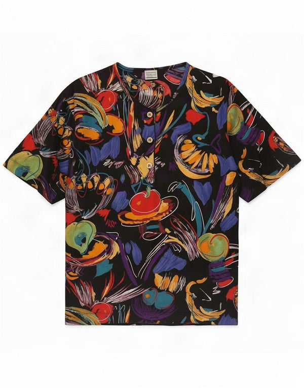 Camiseta vintage con estampado abstracto para mujer UK 10 Small Multicolor