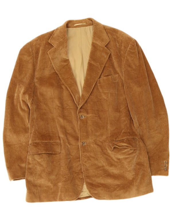 Vintage hombres 2 botones pana Blazer chaqueta Reino Unido 40 algodón marrón grande