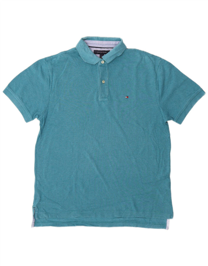 TOMMY HILFIGER Polo para hombre de algodón azul medio