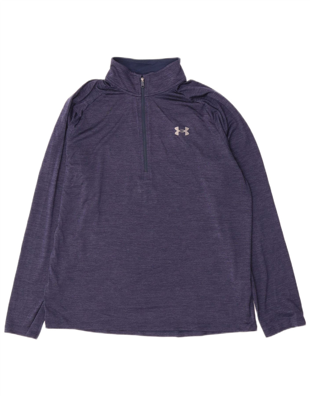 Under Armour Top de chándal con cremallera y cuello para hombre, talla grande, azul marino, a rayas