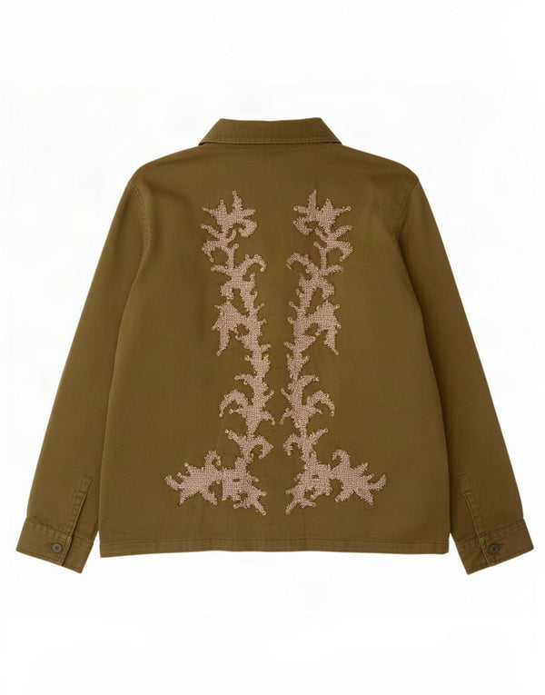 Zara Chaqueta utilitaria gráfica para mujer Reino Unido 46 Grande Caqui Paisley Algodón