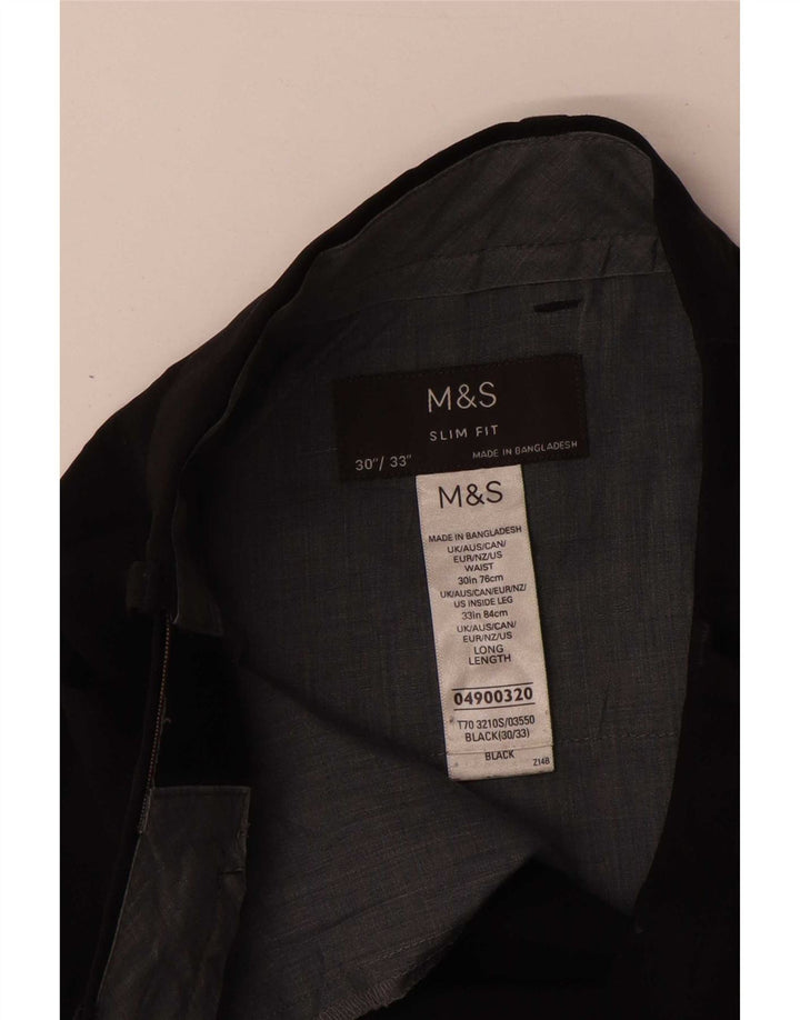 Marks & Spencer Pantalón de traje ajustado para mujer W30 L33 Poliéster negro