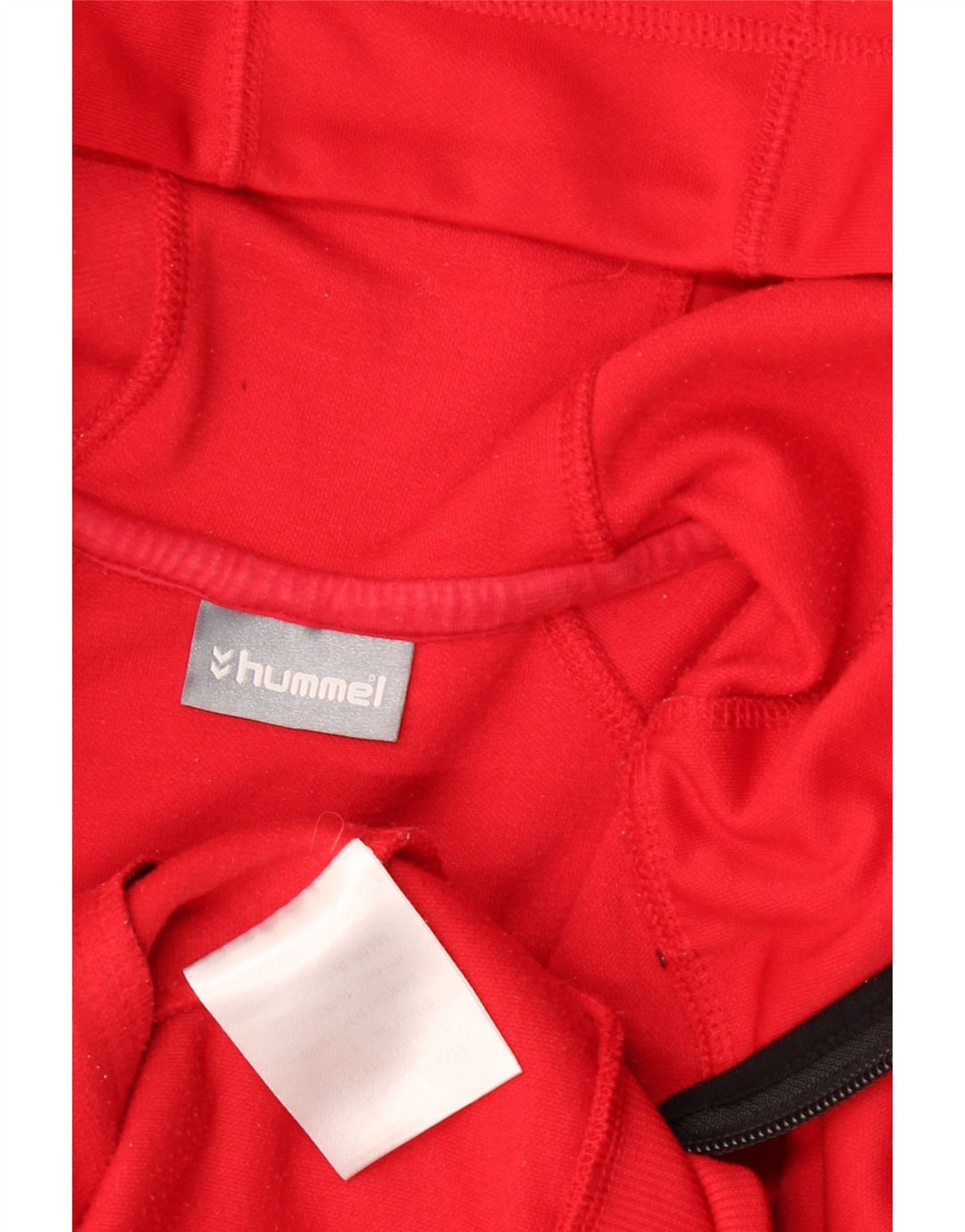 Hummel Sudadera con capucha y cuello con cremallera para hombre, color rojo pequeño