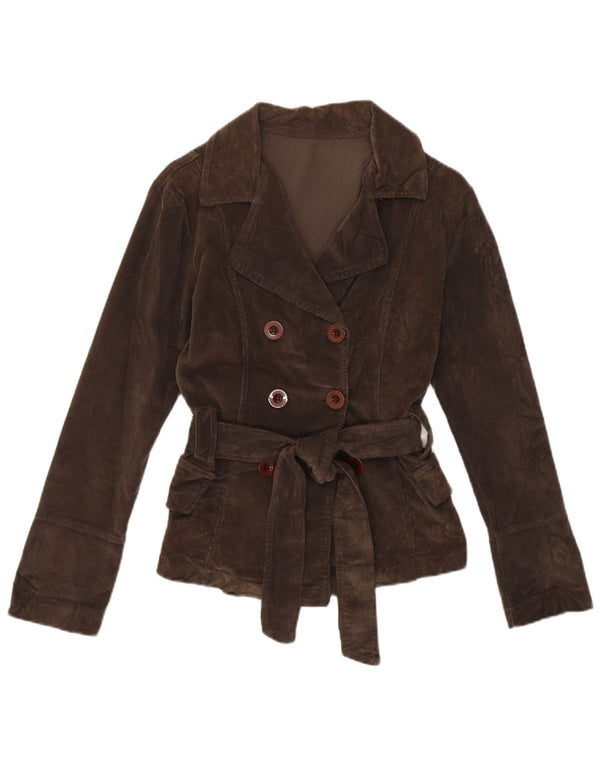 Vintage mujer chaqueta de pana Reino Unido 6 XS algodón marrón