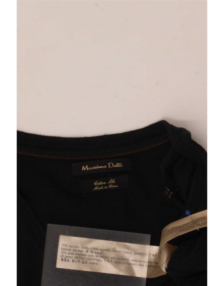 Jersey Massimo Dutti Hombre Cuello Pico Jersey Medio Azul Marino Algodón