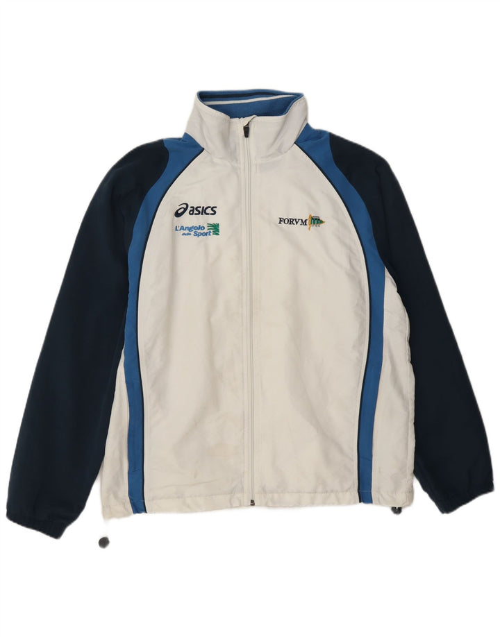 Asics Hombre Graphic Chándal Top Chaqueta Mediano Blanco Colorblock Poliéster