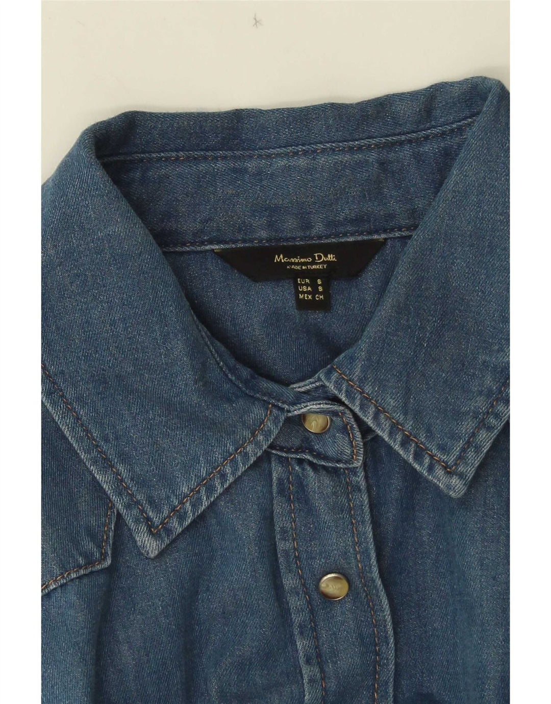 Massimo Dutti Camisa Vaquera Mujer UK 10 Small Azul